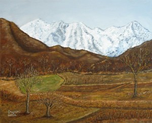 Apuane innevate – olio su cartone telato cm. 50×40