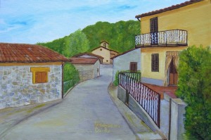 Palleroso l'ingresso del paese – olio su tela cm. 30×20