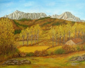 Panorama autunnale con Apuane – olio su tela cm. 50×40