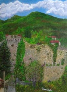 Torrione a Castiglione Garfagnana – olio su tela cm. 40×50