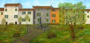 Pieve Fosciana campo sportivo – olio su tela cm. 100×50