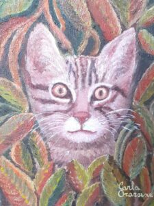 GATTO olio su tela 18×24